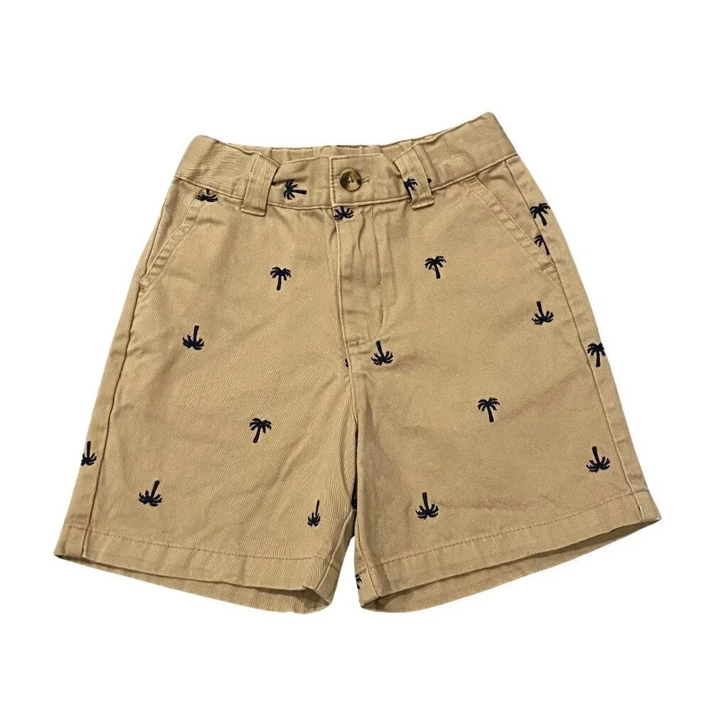 Gymboree Toddler Boy's Palm Tree Embroidered Khaki Shorts - Size 3T - Like New!